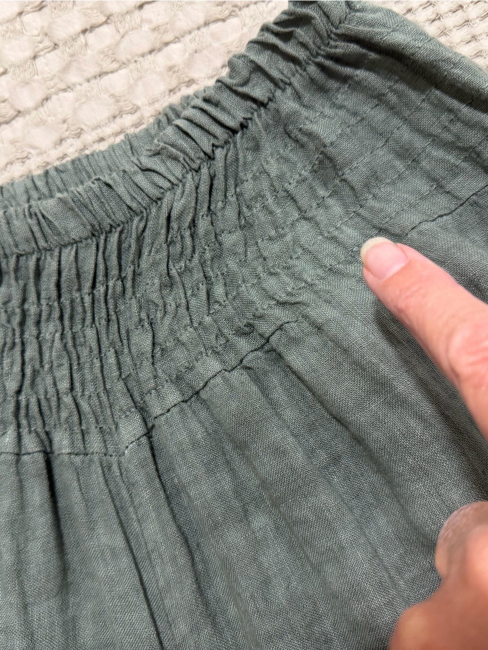 Made In Italy Pure Linen Palazzo Pants In Sage Green - Picture 13 of 15